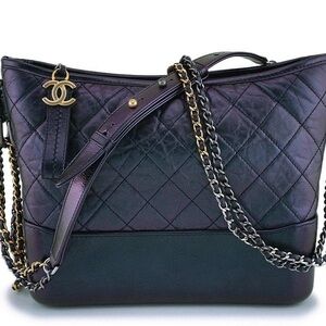 CHANEL Gabrielle Medium Hobo Bag (Iridescent Black / Purple)
